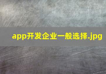 app开发企业一般选择